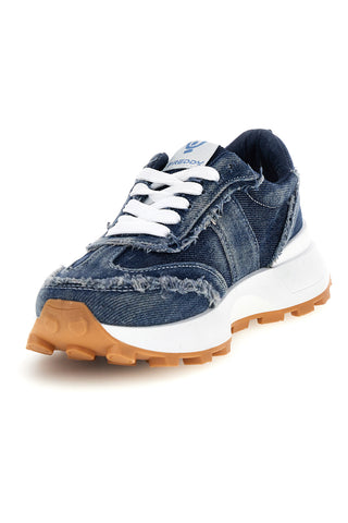 Denim blaue Turnschuhe Franseneinsätze herausnehmbare Einlegesohle Freddy S2617FY7694