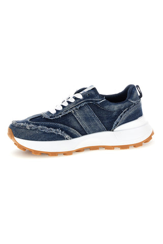 Denim blaue Turnschuhe Franseneinsätze herausnehmbare Einlegesohle Freddy S2617FY7694