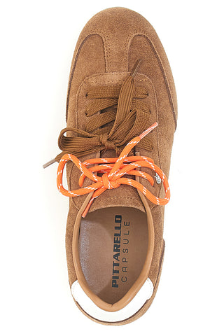 Sneakers marroni in vera pelle con doppi lacci Pittarello Capsule BT251278010