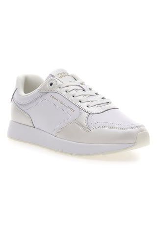Weißes Leder lässigen Stil Turnschuhe Tommy Jeans Th Chic