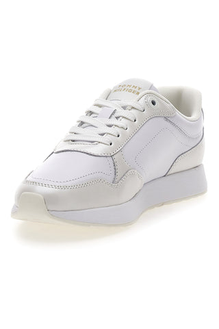 Weißes Leder lässigen Stil Turnschuhe Tommy Jeans Th Chic