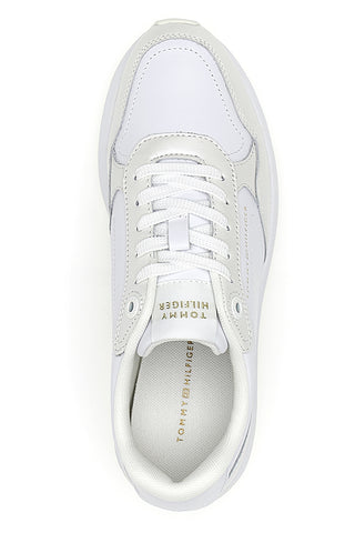 Weißes Leder lässigen Stil Turnschuhe Tommy Jeans Th Chic