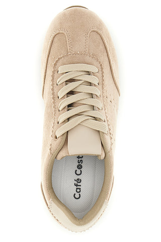 Beige Turnschuhe mit Schnürsenkeln und minimalem Design Café Kosten 65BL07241