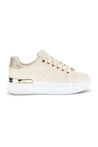 Beige Turnschuhe mit goldenen Details Café Cost 45JH07267