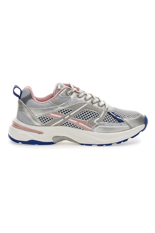 Damen silberne Turnschuhe mit rosa und blauen Einsätzen Pittarello 8W25911