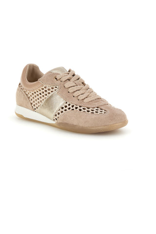 Scarpe stringate beige traforate con inserti laminati Me & me TW26S5813803