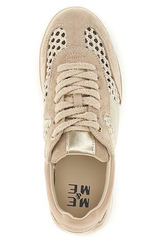 Scarpe stringate beige traforate con inserti laminati Me & me TW26S5813803