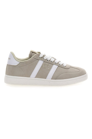 Beige Sneakers mit weißen Details Baumwollgürtel AMELIE SD