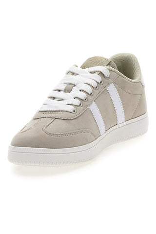 Beige Sneakers mit weißen Details Baumwollgürtel AMELIE SD