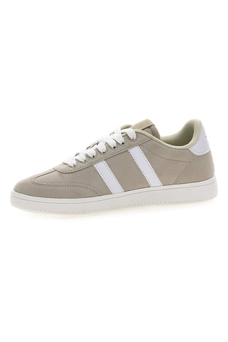 Beige Sneakers mit weißen Details Baumwollgürtel AMELIE SD