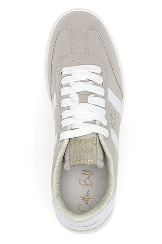 Beige Sneakers mit weißen Details Baumwollgürtel AMELIE SD