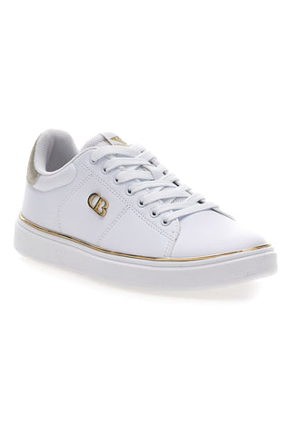 Weiße Sneakers mit goldenen Details Baumwollgürtel GTZ 2.0