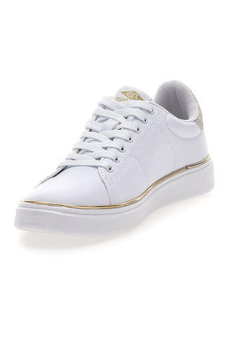 Weiße Sneakers mit goldenen Details Baumwollgürtel GTZ 2.0