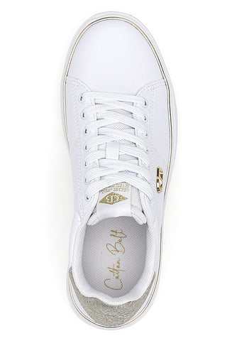 Weiße Sneakers mit goldenen Details Baumwollgürtel GTZ 2.0