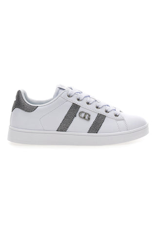 Weiße Sneakers mit Glitzerdetails Baumwollgürtel YARD METAL