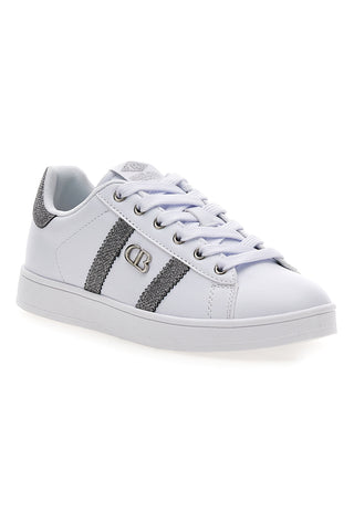 Weiße Sneakers mit Glitzerdetails Baumwollgürtel YARD METAL