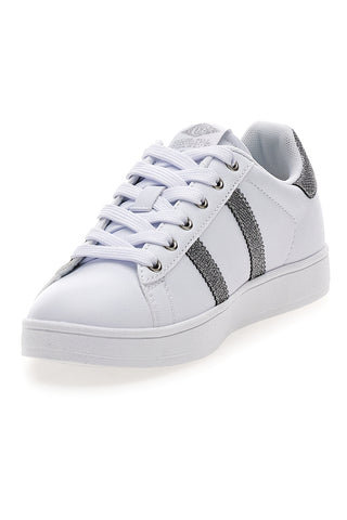Weiße Sneakers mit Glitzerdetails Baumwollgürtel YARD METAL