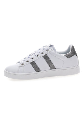 Weiße Sneakers mit Glitzerdetails Baumwollgürtel YARD METAL