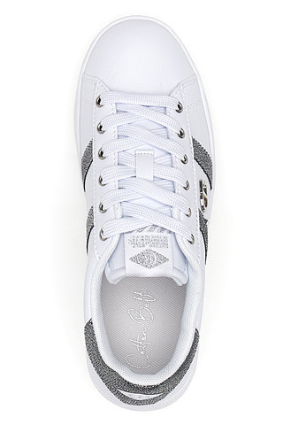 Weiße Sneakers mit Glitzerdetails Baumwollgürtel YARD METAL