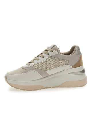 Beigefarbene Sneakers aus Leder mit bequemem Keilabsatz Pittarello Capsule Benny