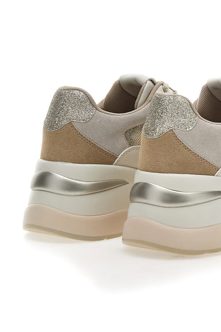 Beigefarbene Sneakers aus Leder mit bequemem Keilabsatz Pittarello Capsule Benny
