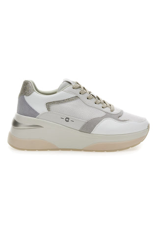 Graue und weiße Sneakers mit bequemem Keilabsatz aus Leder Pittarello Capsule Benny