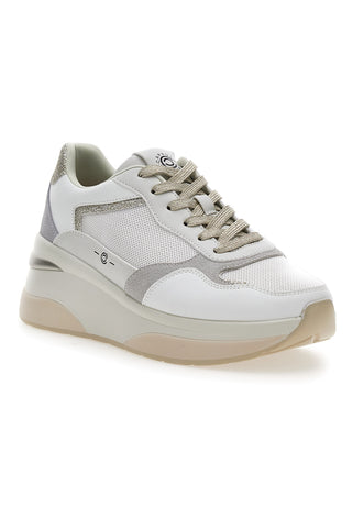 Graue und weiße Sneakers mit bequemem Keilabsatz aus Leder Pittarello Capsule Benny