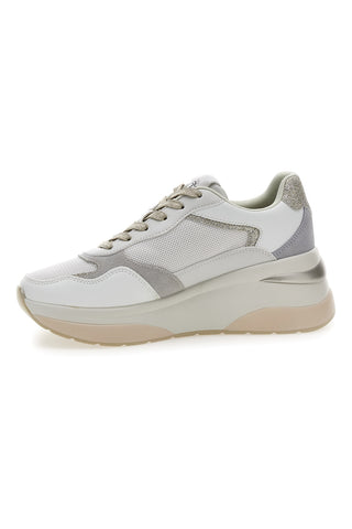 Graue und weiße Sneakers mit bequemem Keilabsatz aus Leder Pittarello Capsule Benny