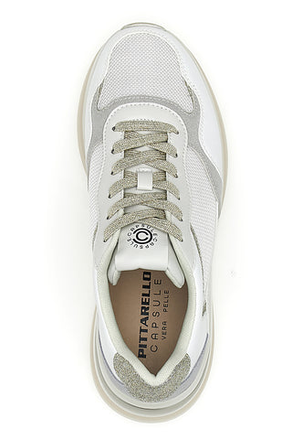 Graue und weiße Sneakers mit bequemem Keilabsatz aus Leder Pittarello Capsule Benny