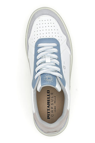 Sneakers Weiß und Hellblau mit Plateau aus Leder Pittarello Capsule Casey