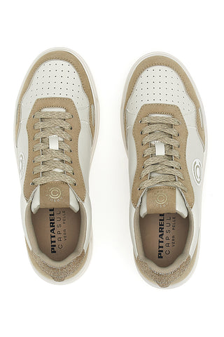 Sneakers Weiß und Beige mit Plateau aus Leder Pittarello Capsule Casey