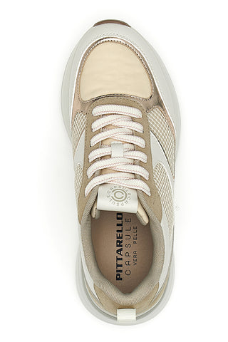 Beige Sneakers mit bequemer Plateausohle und Ledereinsätzen Pittarello Capsule Kendy