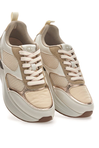 Beige Sneakers mit bequemer Plateausohle und Ledereinsätzen Pittarello Capsule Kendy