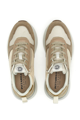 Beigefarbene Sneakers mit bequemem Keilabsatz Pittarello Capsule Kendy