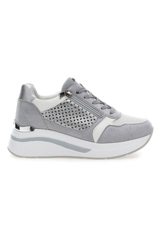 Sneakers grigie traforate con zip e zeppa Inblu 481IN