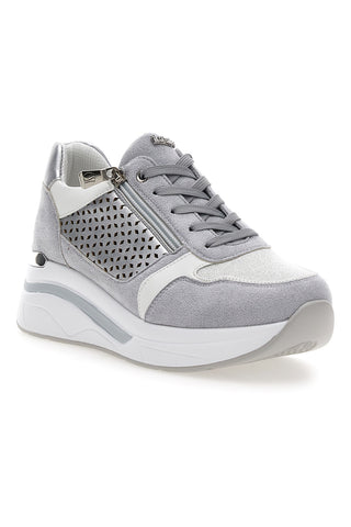 Sneakers grigie traforate con zip e zeppa Inblu 481IN