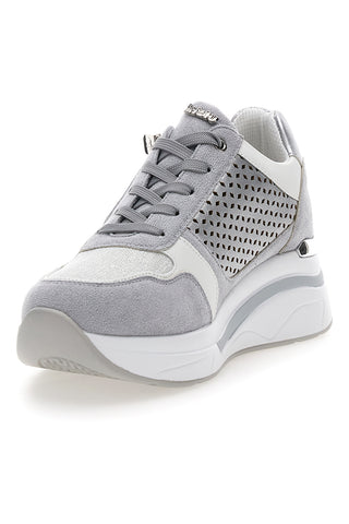 Sneakers grigie traforate con zip e zeppa Inblu 481IN