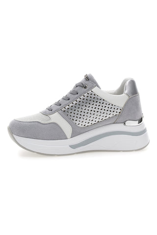 Sneakers grigie traforate con zip e zeppa Inblu 481IN