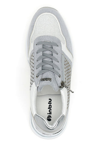 Inblu 481IN perforierte graue Sneaker mit Reißverschluss und Keilabsatz