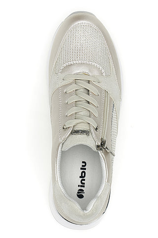 Perlmuttbeige Sneaker mit seitlichem Reißverschluss und Keilabsatz Inblu 472IN