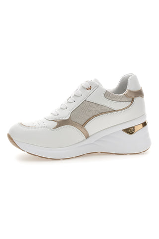 Weiße Sneaker mit Reißverschluss und goldenen Details Inblu 488IN