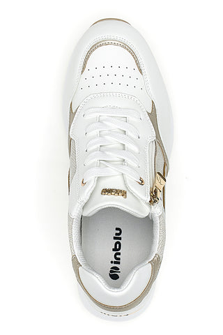Sneakers bianche con zip e dettagli oro Inblu 488IN