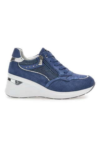 Inblu 488IN blaue Sneaker mit Reißverschluss und Metallic-Details