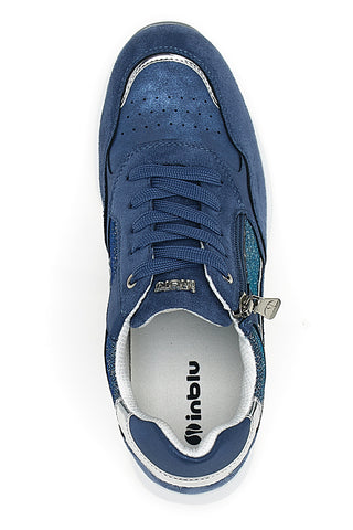 Sneakers blu con zip e dettagli metallizzati Inblu 488IN