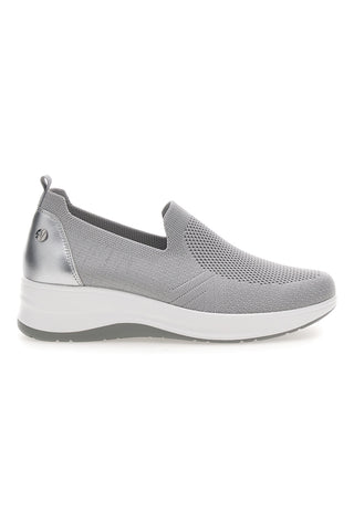 Mocassini Slip on grigie in tessuto tecnico con zeppa Inblu 66IC