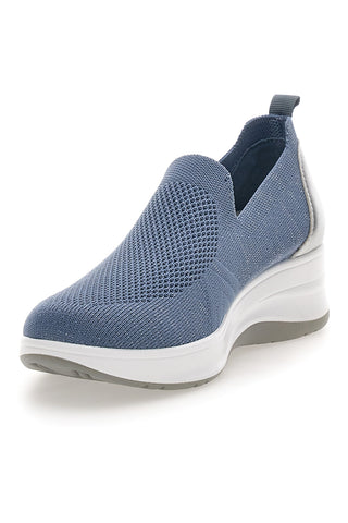 Inblu 66IC blaue Slipper-Mokassins aus technischem Gewebe mit Keilabsatz