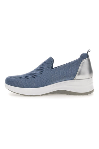 Inblu 66IC blaue Slipper-Mokassins aus technischem Gewebe mit Keilabsatz