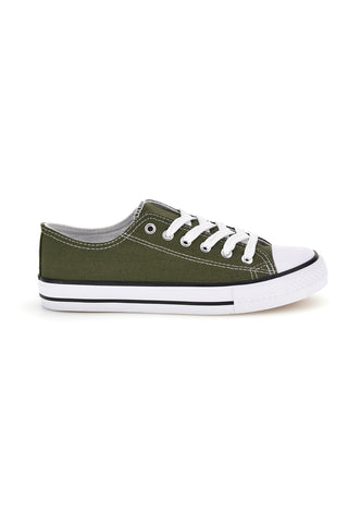 Sneakers verde in tela stringate basse 2t2l 8011