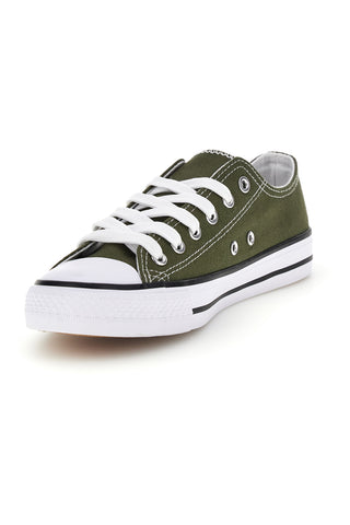 Sneakers verde in tela stringate basse 2t2l 8011