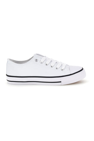 Weiße Canvas Schnürschuhe 2t2l 8011